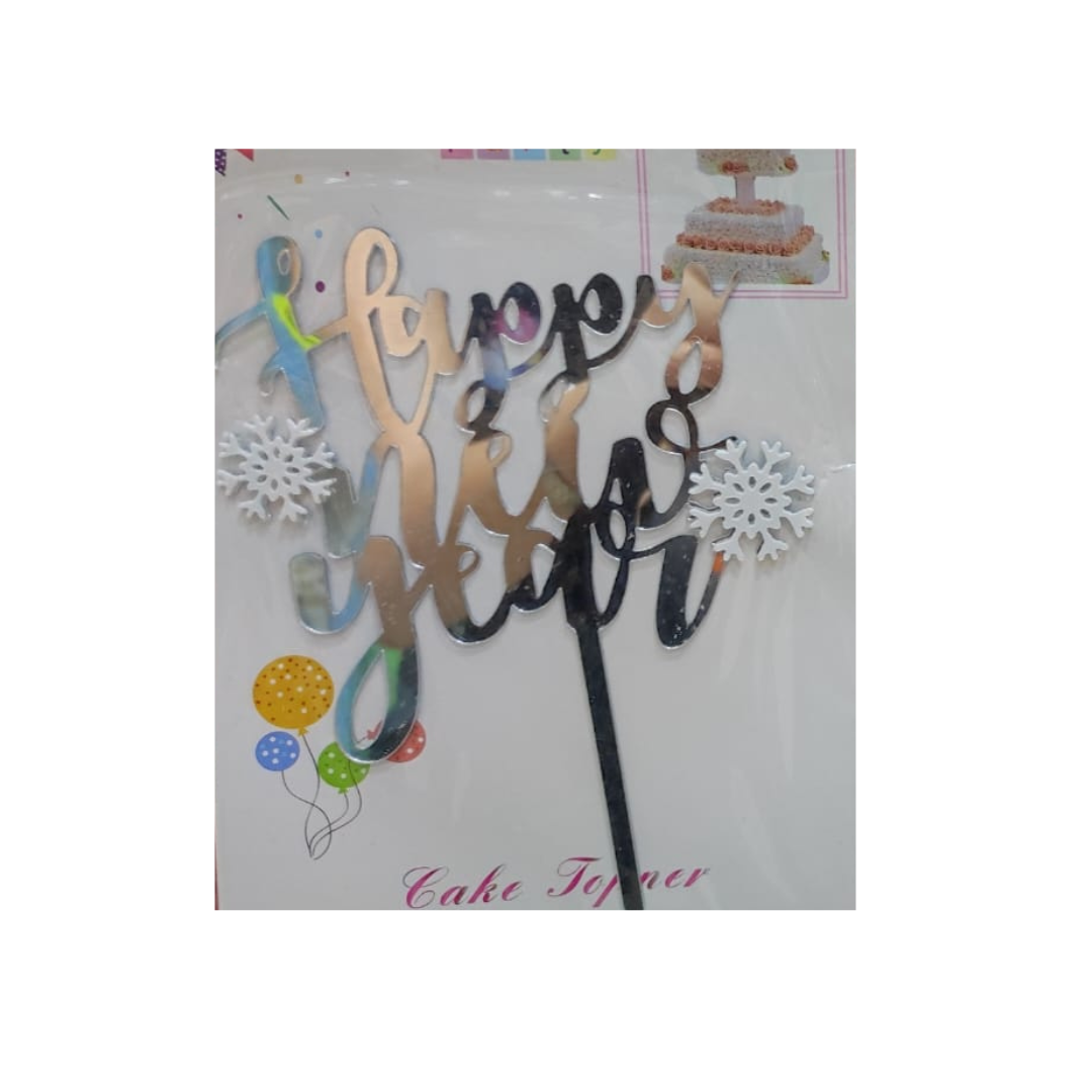 TOPPER CAKE AÑO NUEVO PLATA