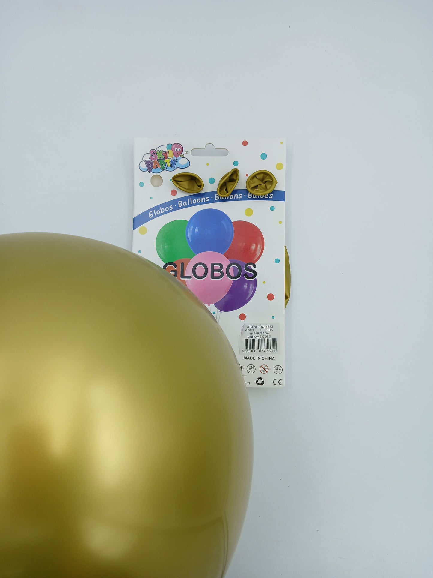 PROMOCIÓN GLOBO LATEX 18" CHROMADO SKYPARTY ORO