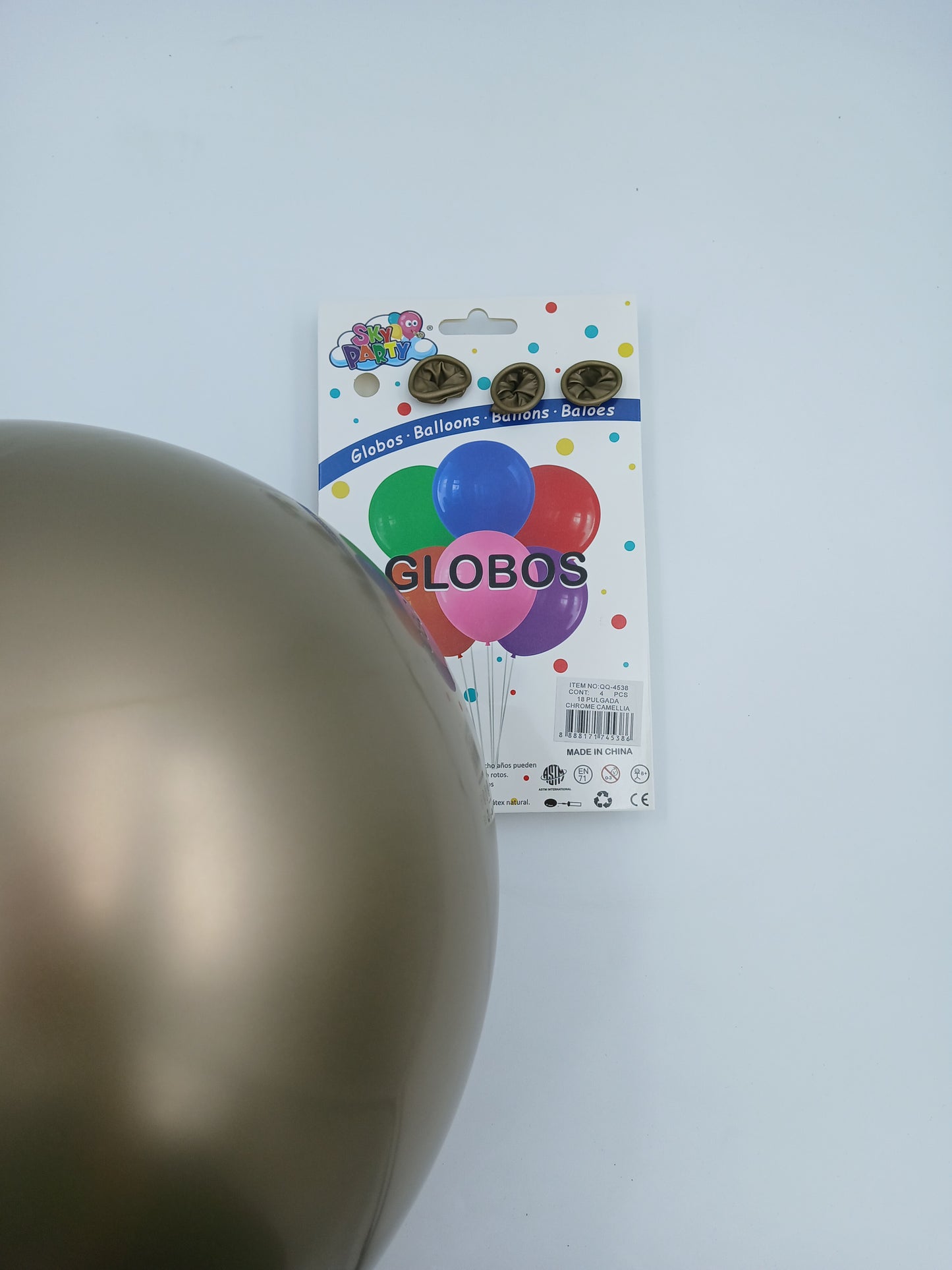 PROMOCIÓN GLOBO LATEX 18" CHROMADO SKYPARTY ORO VIEJO