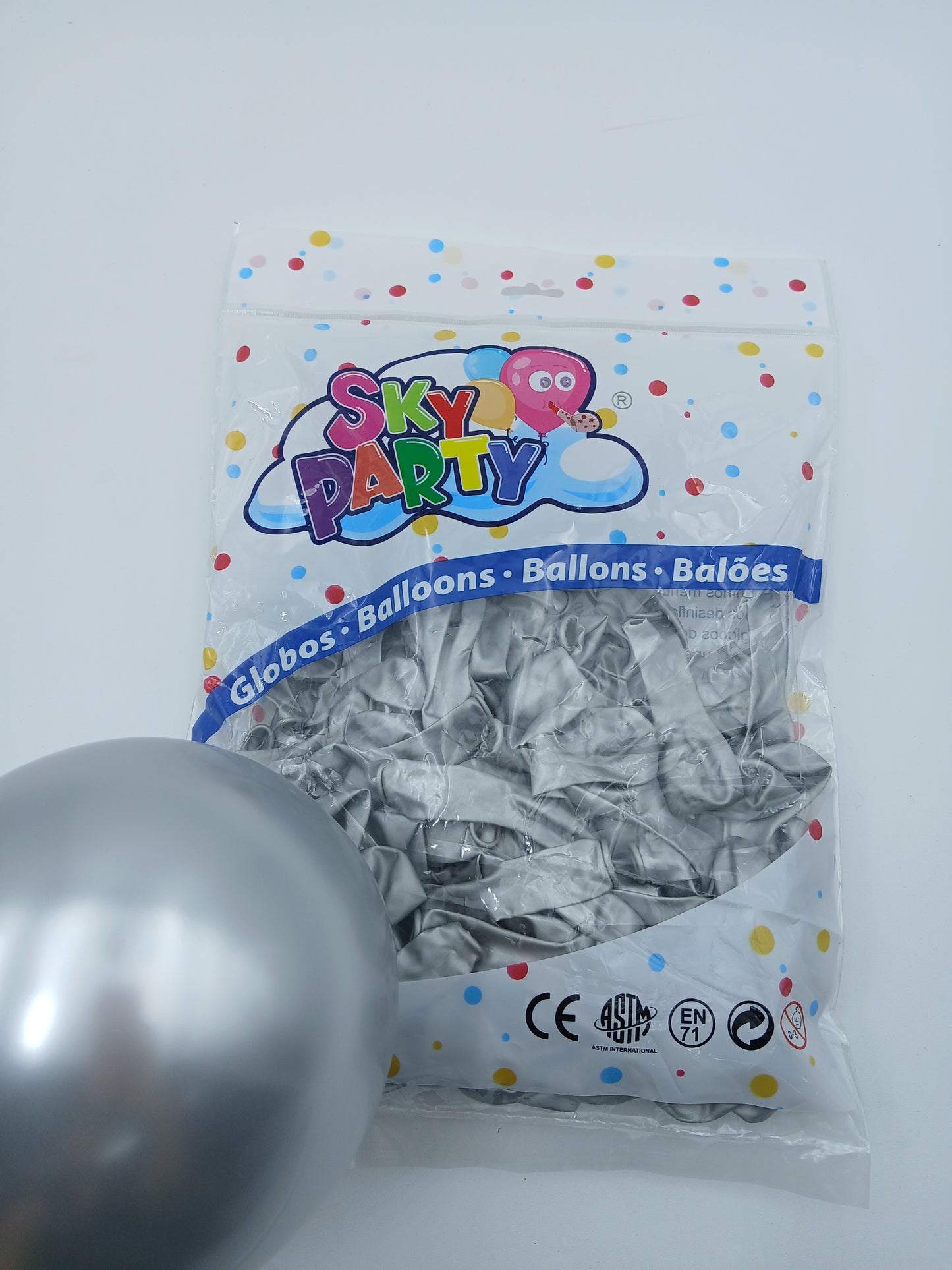 GLOBO LATEX SKYPARTY 5" CHROME PLATA