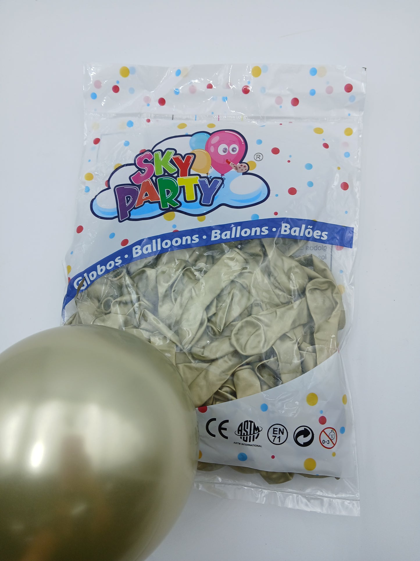 GLOBO LATEX SKYPARTY 5" CHROME CHAMPAGNE