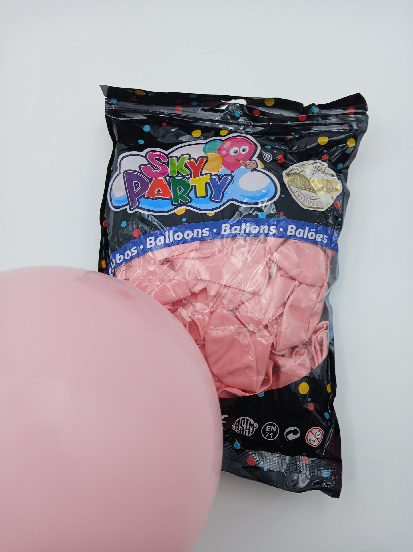 GLOBO LATEX SKYPARTY PREMIUN 12" AZUL ROSA CLARO