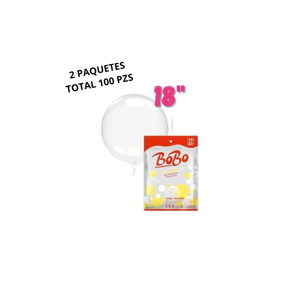 PROMOCIÓN 100 PZS BURBUJA TRANSPARENTE 18"