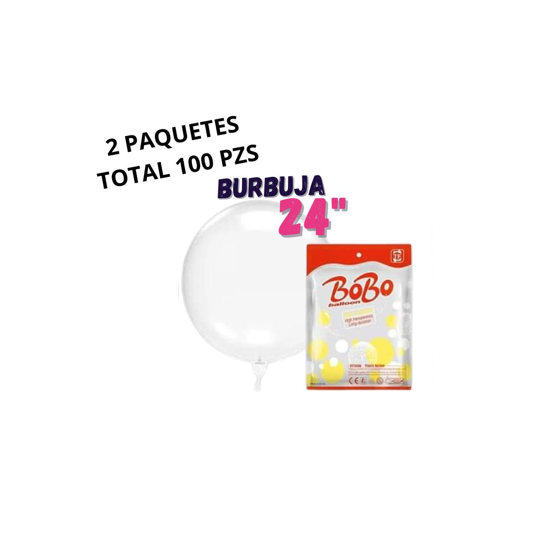 PROMOCIÓN 100 PZS BURBUJA TRANSPARENTE 24"