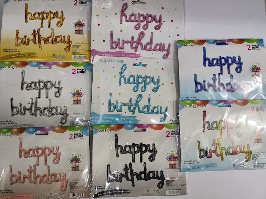 LETRERO CURSIVO HAPPY BIRTHDAY PEGADO