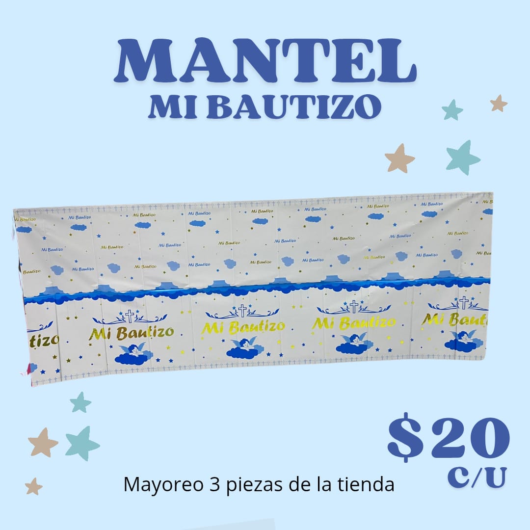 MANTEL CON FRASE MI BAUTIZO