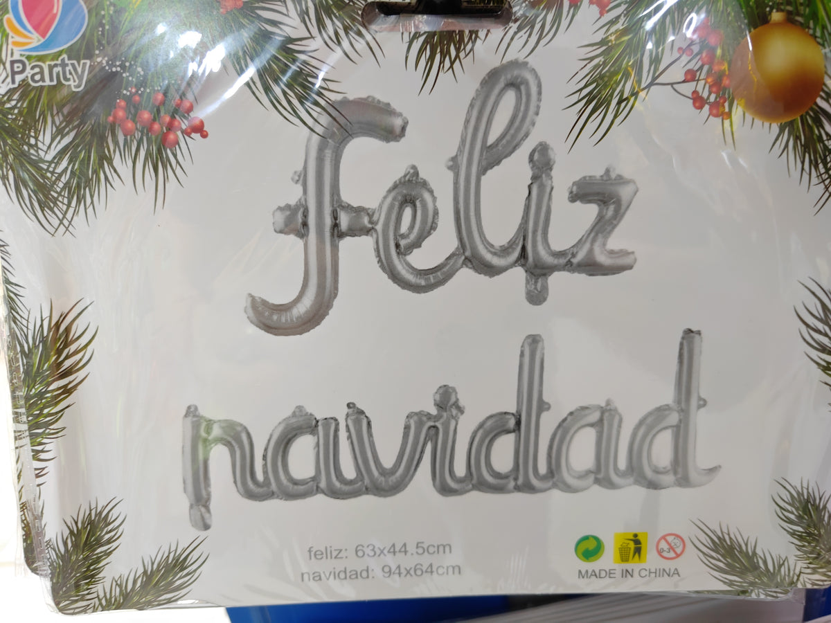 LETRERO FELIZ NAVIDAD PLATA