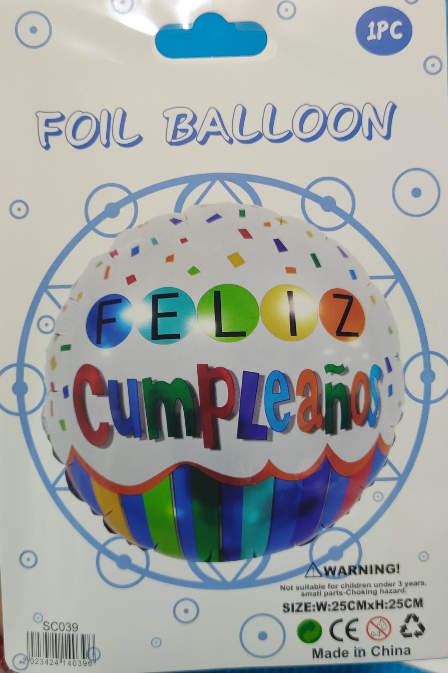GLOBO EN BLISTER 18" FELIZ CUMPLEAÑOS