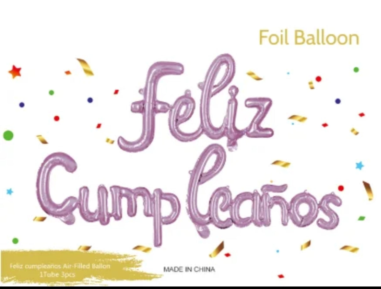 LETRERO CURSIVO FELIZ CUMPLEAÑOS LILA