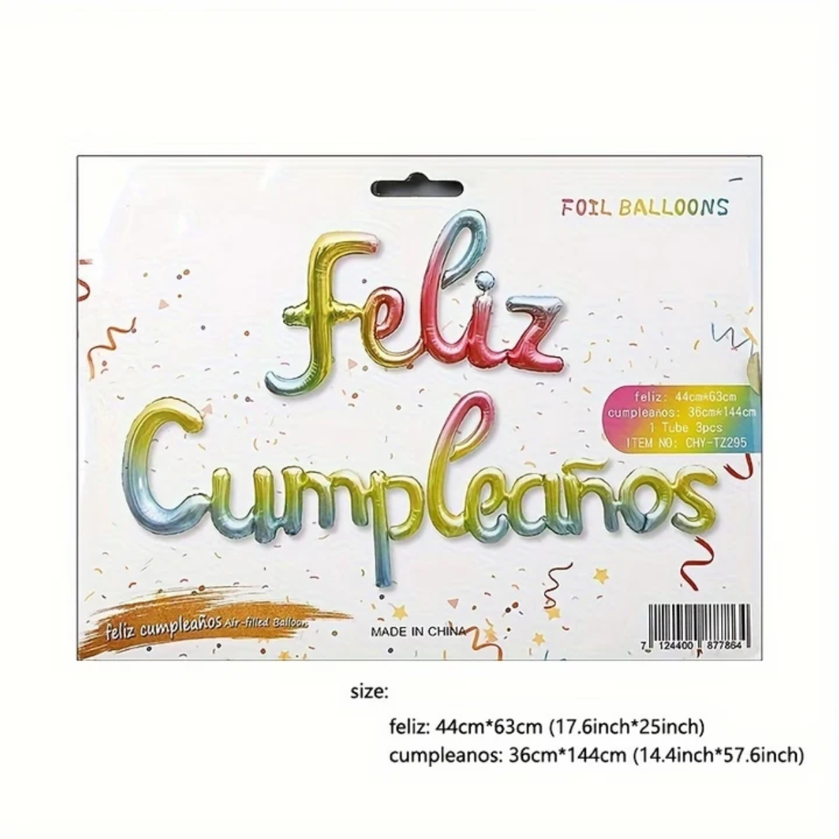 LETRERO CURSIVO FELIZ CUMPLEAÑOS MULTICOLOR