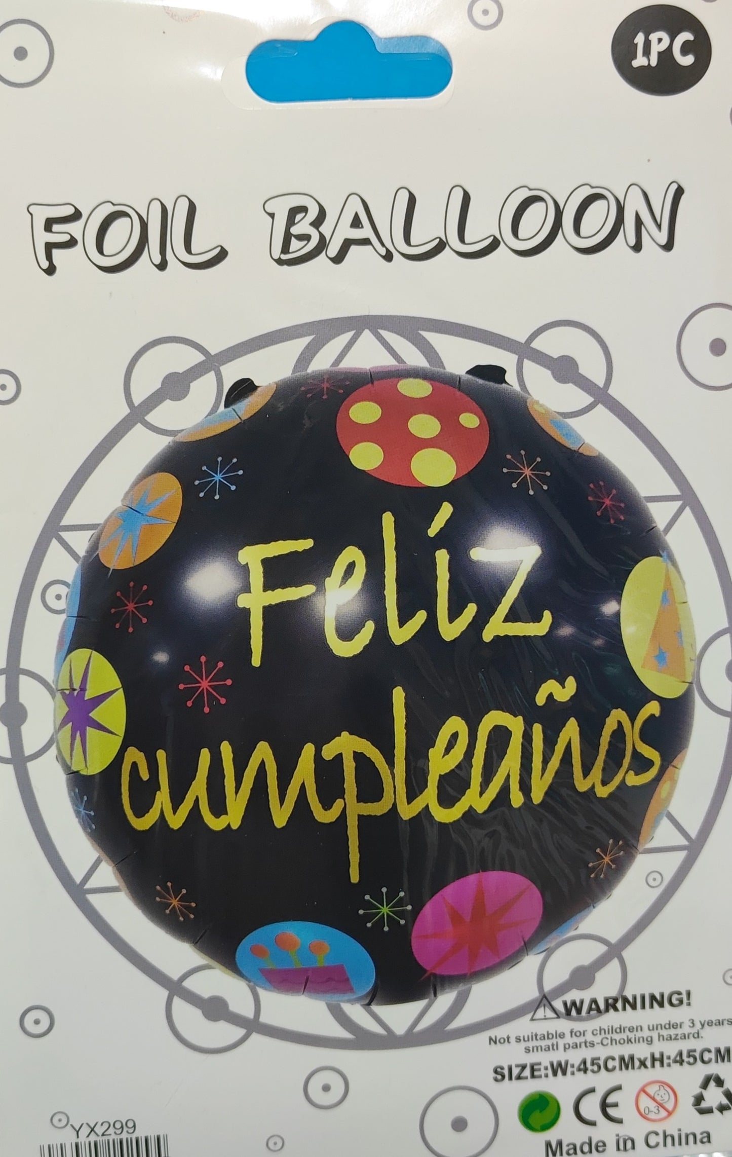 GLOBO EN BLISTER 18" FELIZ CUMPLEAÑOS