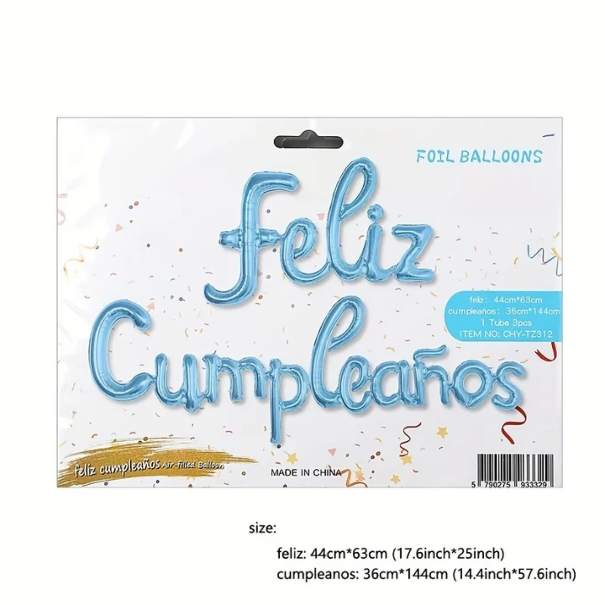 LETRERO CURSIVO FELIZ CUMPLEAÑOS AZUL BAJITO