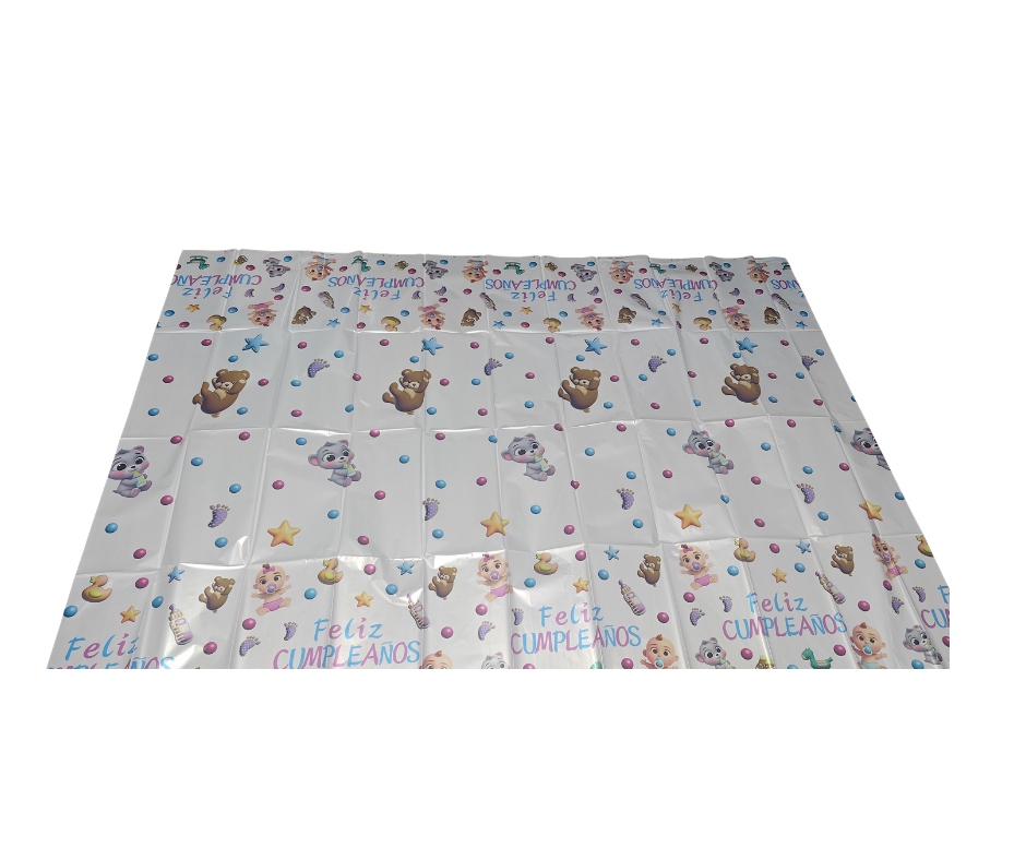 MANTEL FRASE FELIZ CUMPLEAÑOS CON OSOS