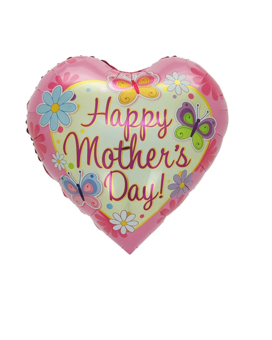 GLOBO 18¨ DIA DE LAS MADRES  CORAZON FLOR AZUL