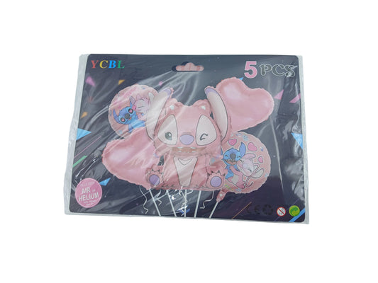 KIT 5 PIEZAS PERSONAJE STICH ROSA
