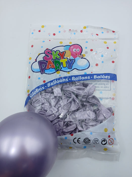 GLOBO LATEX SKYPARTY 5" CHROME LILA