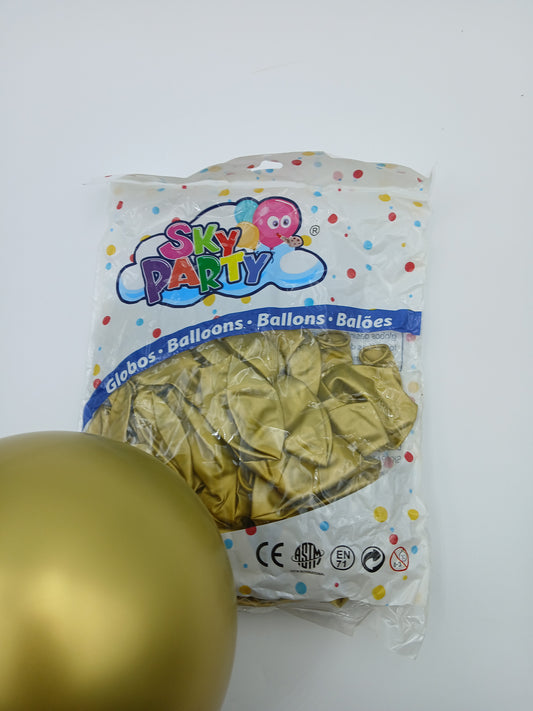 GLOBO LATEX SKYPARTY 5" CHROME ORO