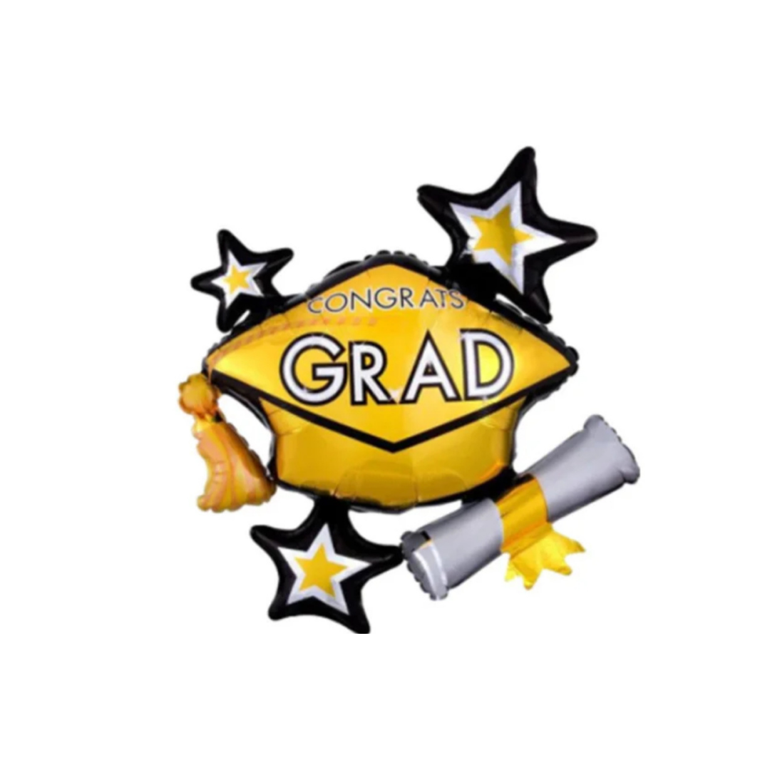 GLOBO GRADUACIÓN BIRRETE CON ESTRELLAS