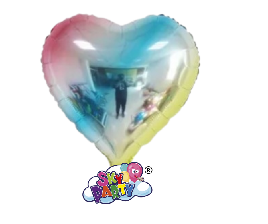 GLOBO FOIL 18"CORAZON PLATA MULTICOLOR