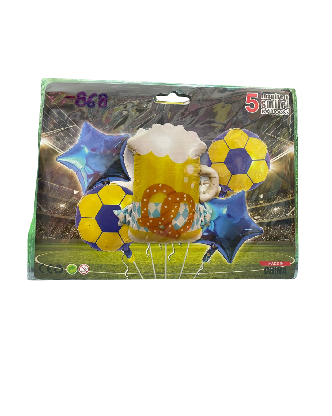 KIT 5 PIEZAS FUTBOL TARRO CERVEZA ANIMADO