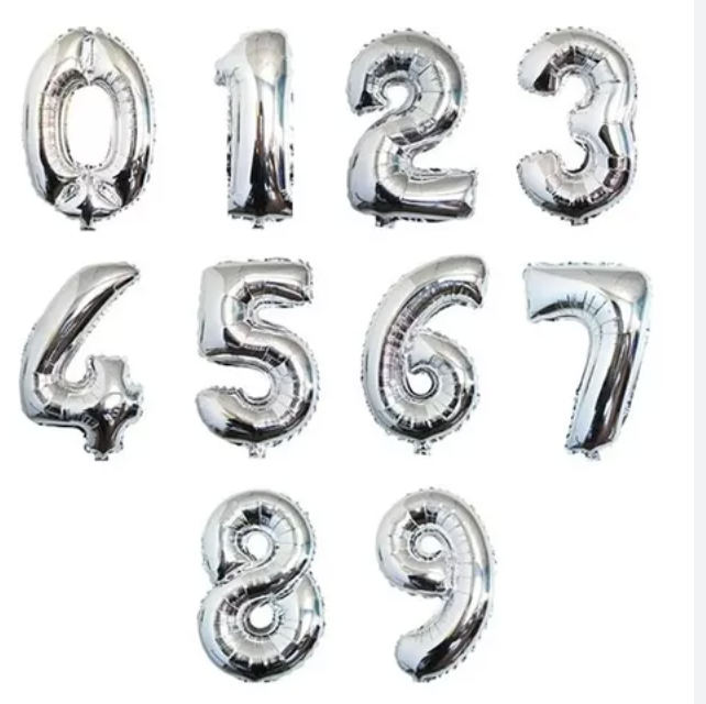 GLOBOS DE NUMERO 16" PLATA