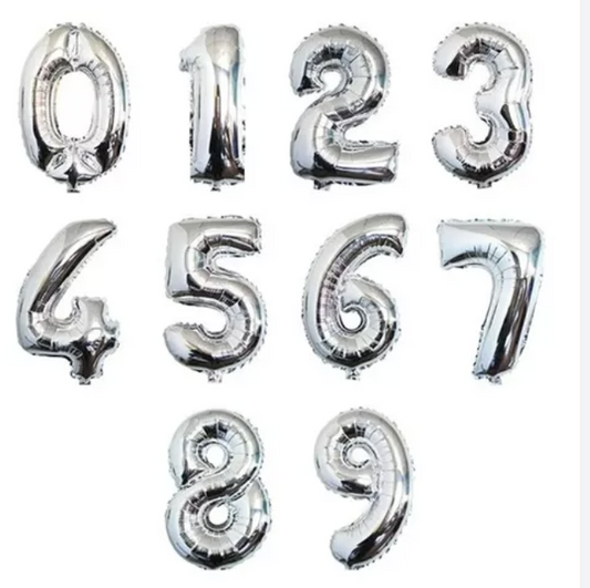 GLOBOS DE NUMERO 40" PLATA