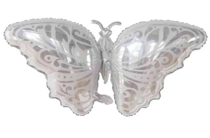 GLOBO FIGURA MARIPOSA PLATA