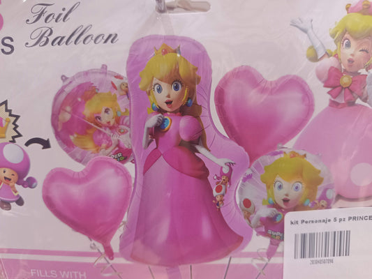KIT 5 PIEZAS PERSONAJE PEACH MARIO BROS