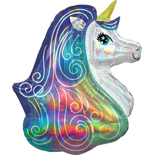 GLOBO CABEZA DE UNICORNIO HOLOGRAFICO