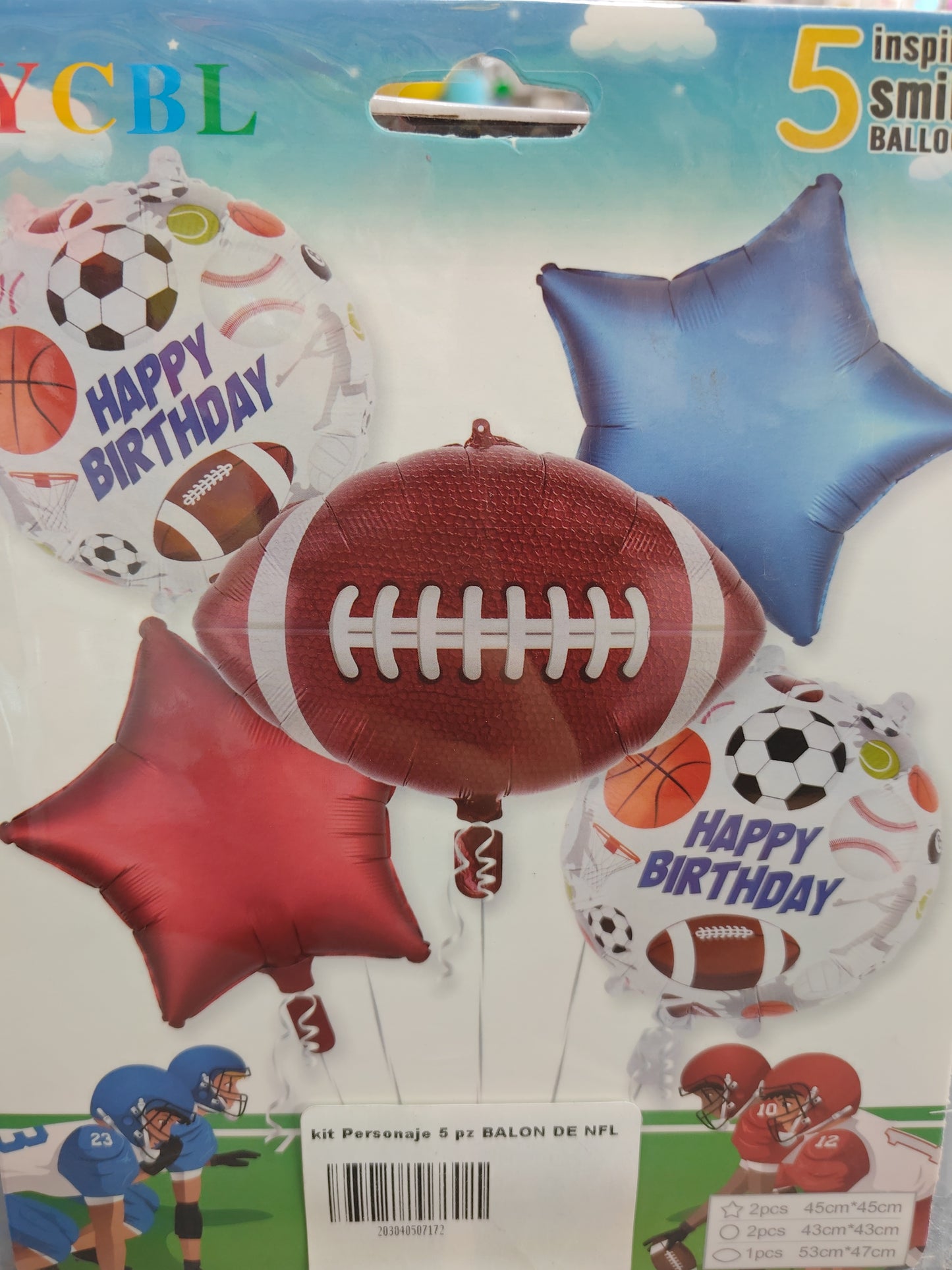 KIT 5 PIEZAS BALON FUTBOL AMERICANO