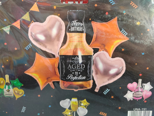 KIT 5 PIEZAS BOTELLA WHISKY