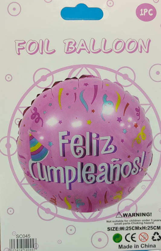 GLOBO EN BLISTER 18" FELIZ CUMPLEAÑOS