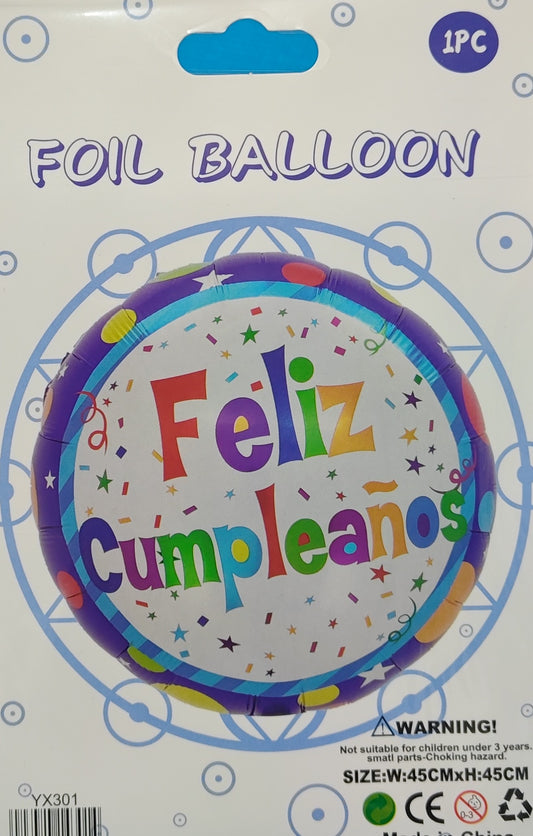 GLOBO EN BLISTER 18" FELIZ CUMPLEAÑOS