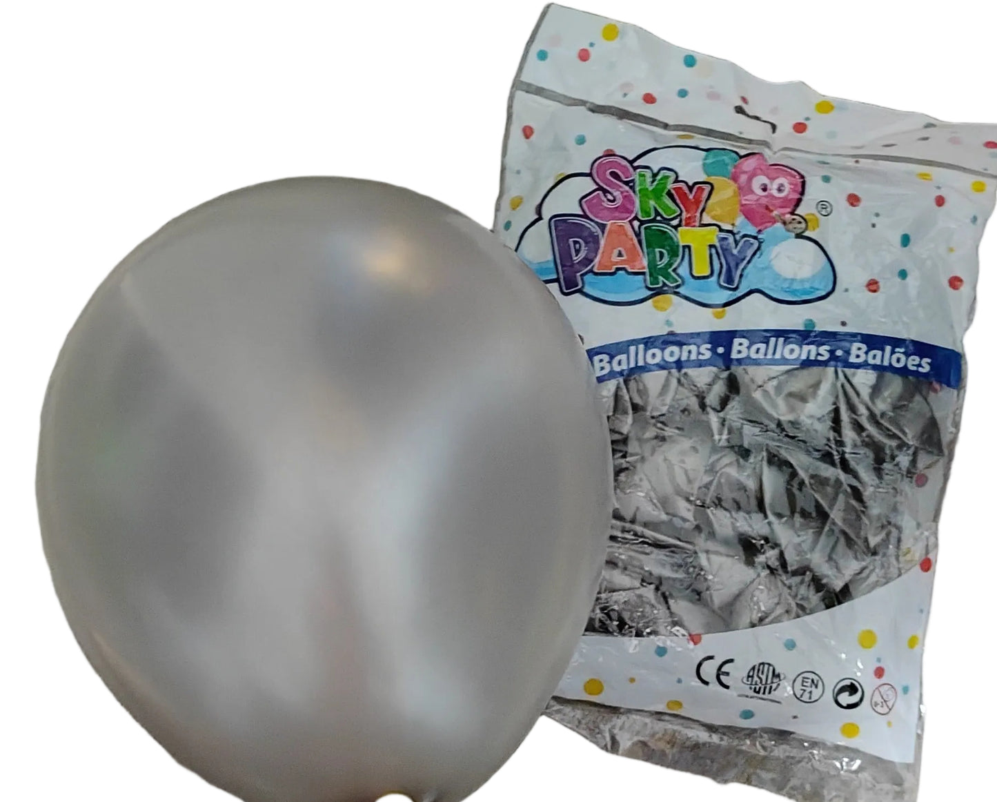 GLOBO LATEX METALICO  SKY 12"100 pzs  PLATA