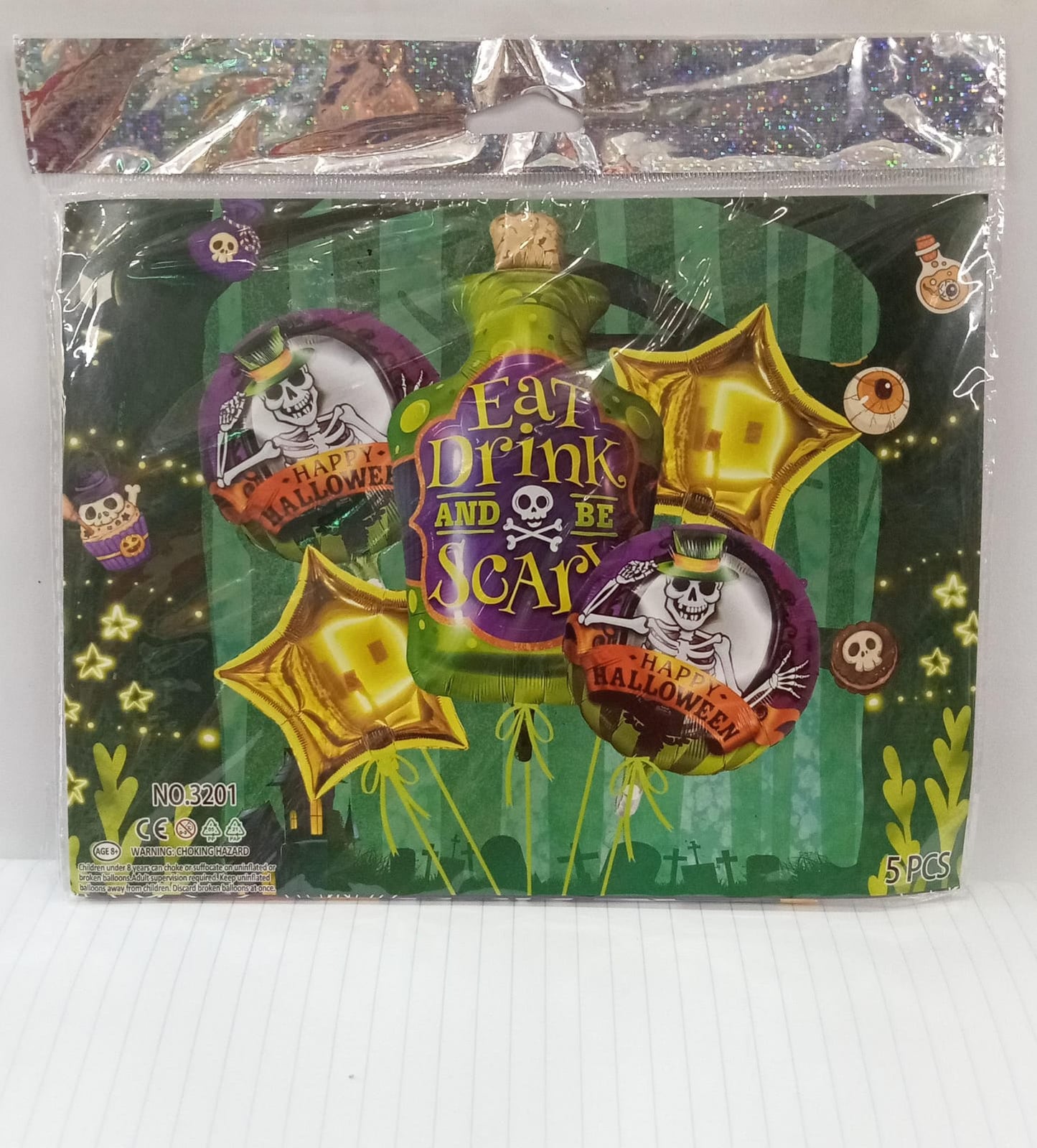 KIT 5 PIEZAS BOTELLA HALLOWEEN
