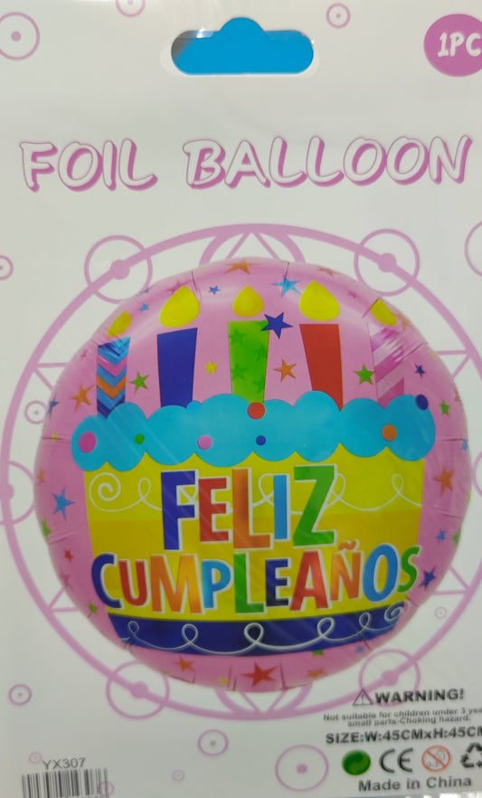 GLOBO EN BLISTER 18" FELIZ CUMPLEAÑOS