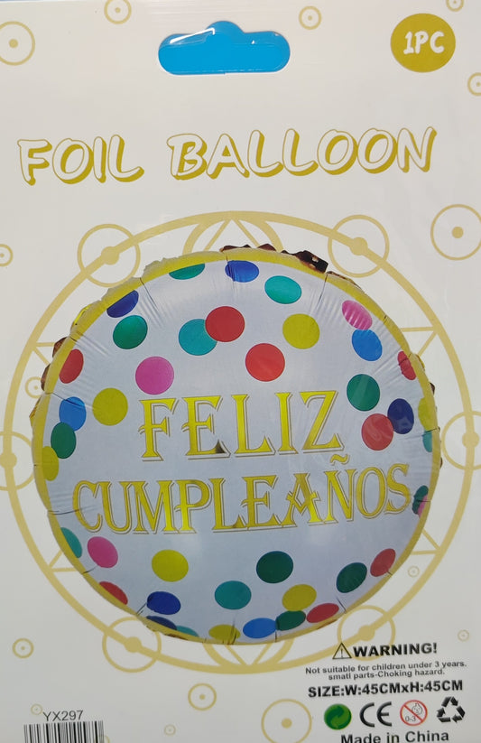GLOBO EN BLISTER 18" FELIZ CUMPLEAÑOS