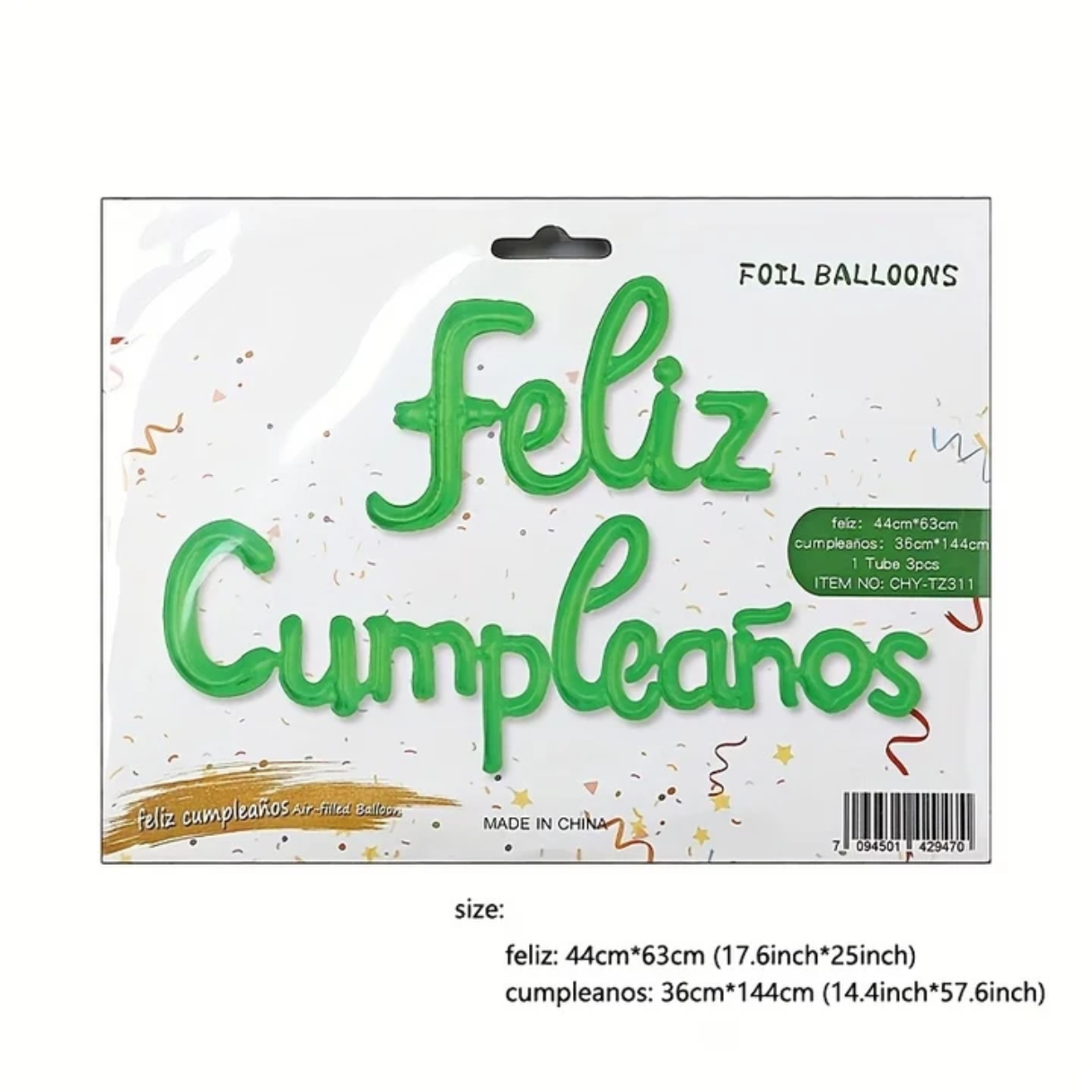 LETRERO CURSIVO FELIZ CUMPLEAÑOS VERDE