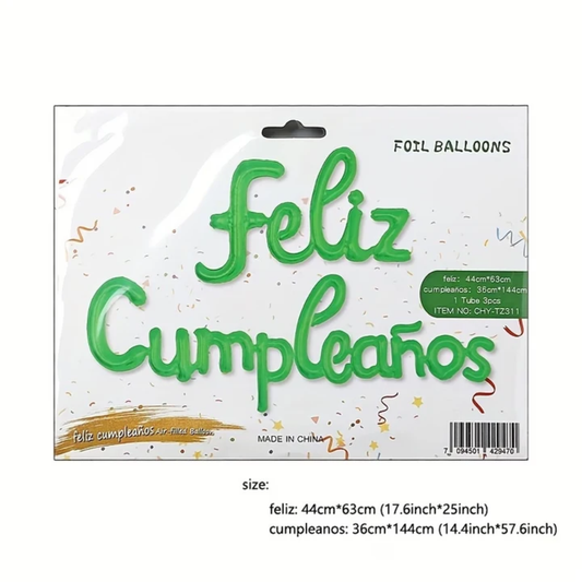 LETRERO CURSIVO FELIZ CUMPLEAÑOS VERDE