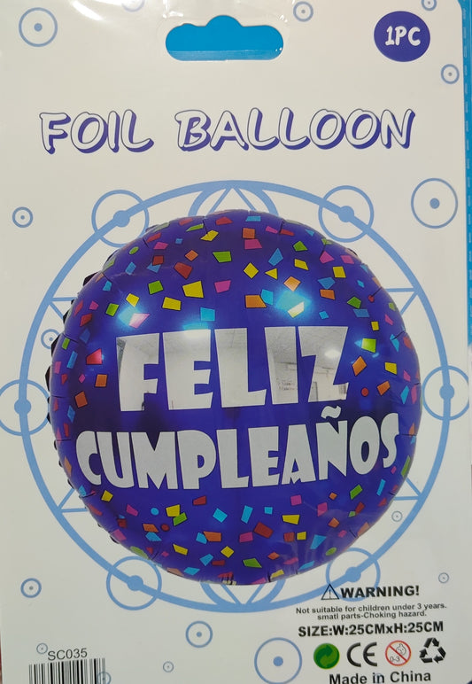 GLOBO EN BLISTER 18" FELIZ CUMPLEAÑOS