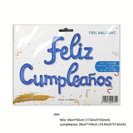 LETRERO CURSIVO FELIZ CUMPLEAÑOS AZUL REY