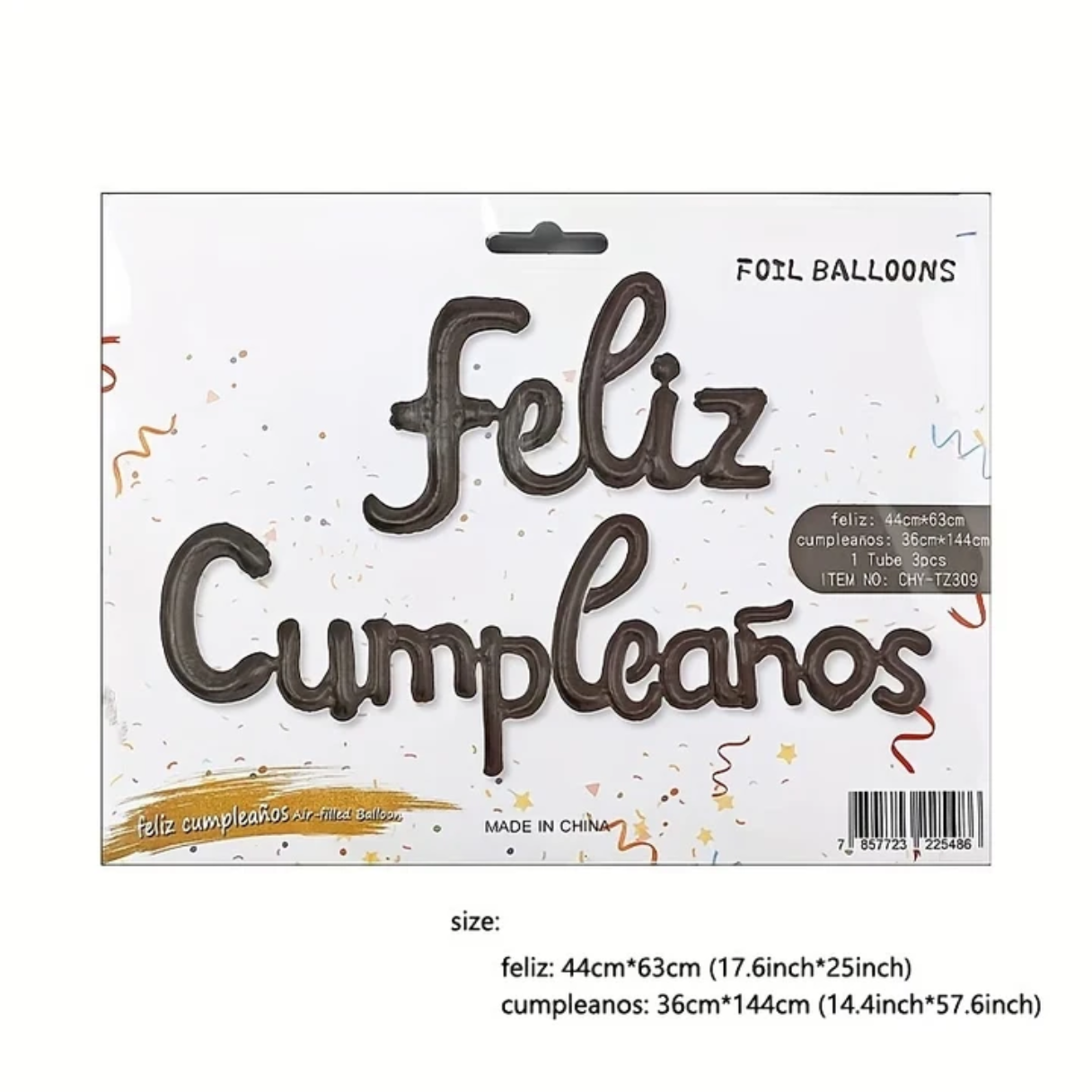 LETRERO CURSIVO FELIZ CUMPLEAÑOS NEGRO