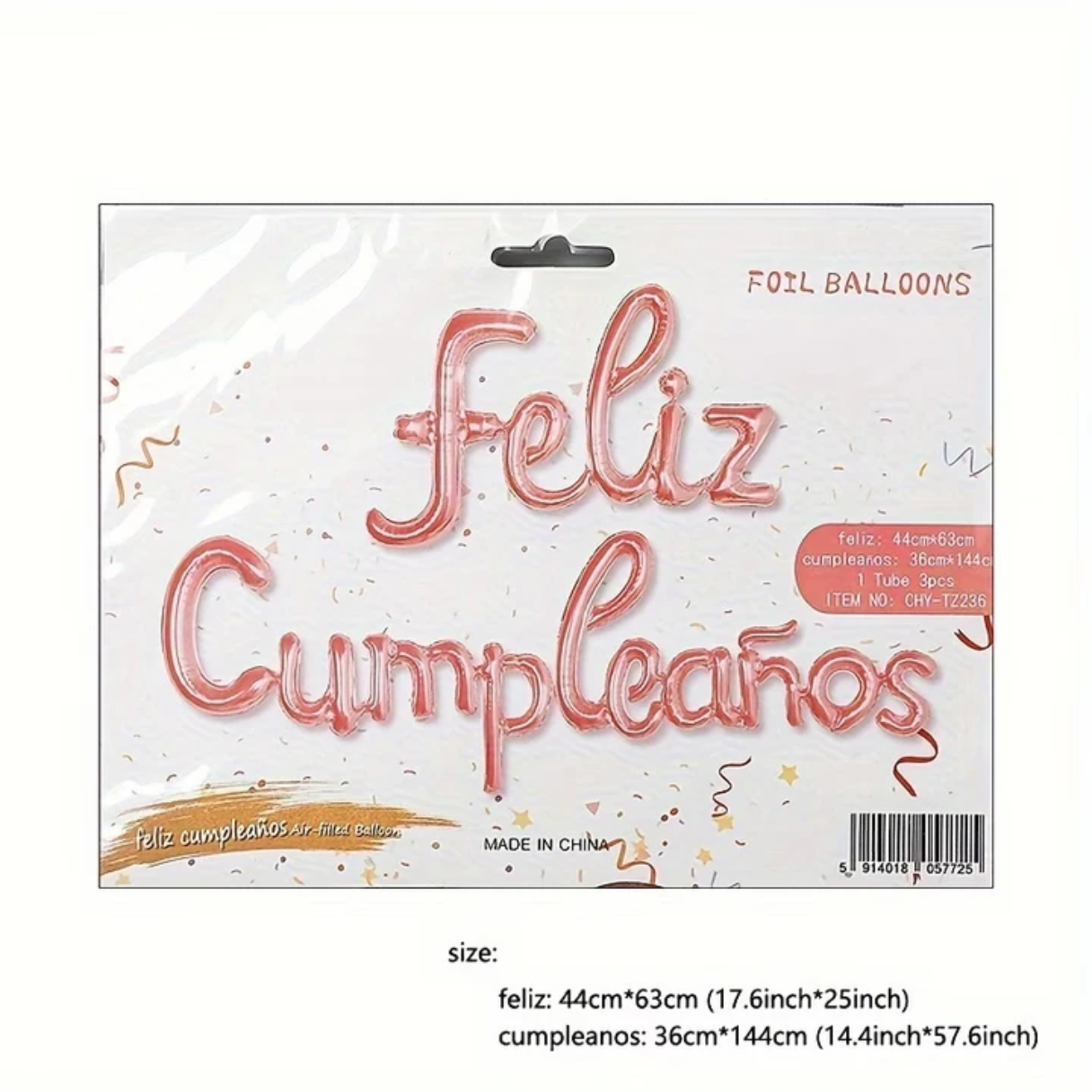 LETRERO CURSIVO FELIZ CUMPLEAÑOS  ROSA GOLD