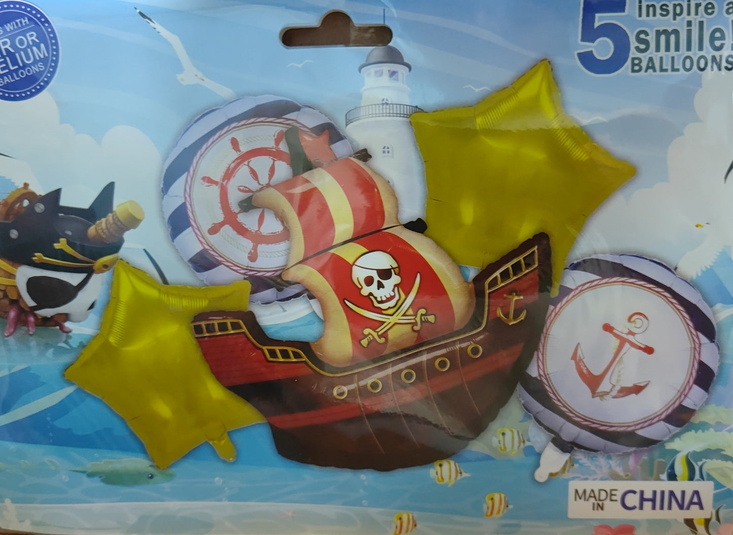 KIT 5 PIEZAS BARCO PIRATA