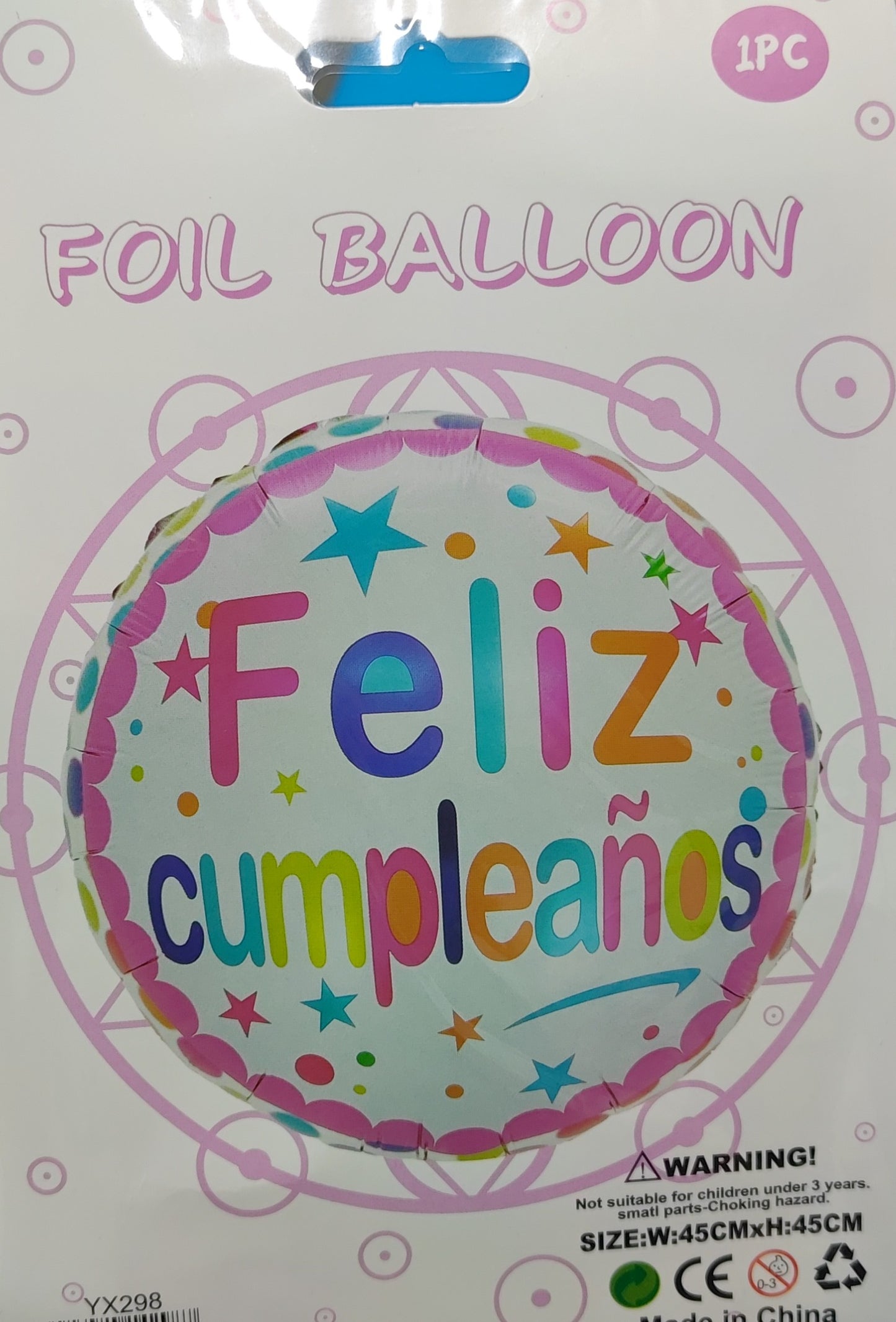 GLOBO EN BLISTER 18" FELIZ CUMPLEAÑOS