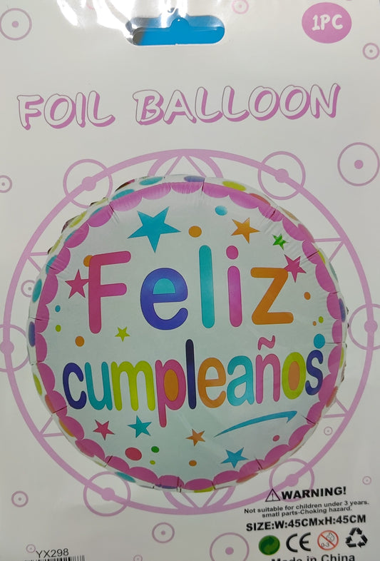 GLOBO EN BLISTER 18" FELIZ CUMPLEAÑOS