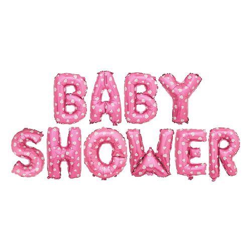 LETRERO BABY SHOWER ROSA CON CORAZONES